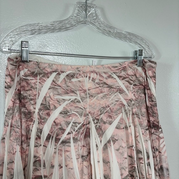 Studio Y Light Rose/Forest Green Funky Pleated Camo Midi Skirt Size L - Picture 2 of 6